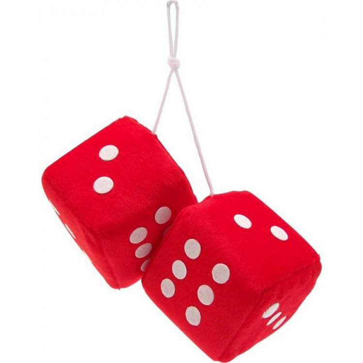FUZZY DICE TO HANG FROM REAR VIEW MIRROR RED 3. INCH
