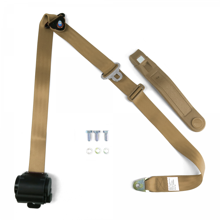 3pt Tan Retractable Seat Belts With Middle 2pt Lap Belt Kit For Bench