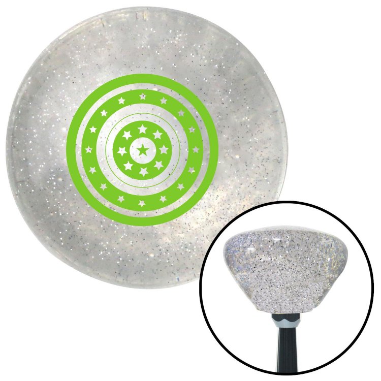 Green Star Target Clear Retro Metal Flake Shift Knob with M16 x