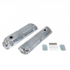 Finned Valve Covers with Breather Holes - Small Block Ford Windsor 289-351 - Part Number: VPAVCFYAB