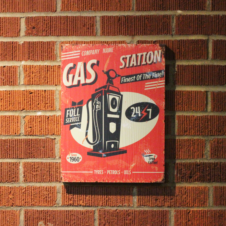 Retro Gas Station Wooden Sign | johnnylawmotors.com