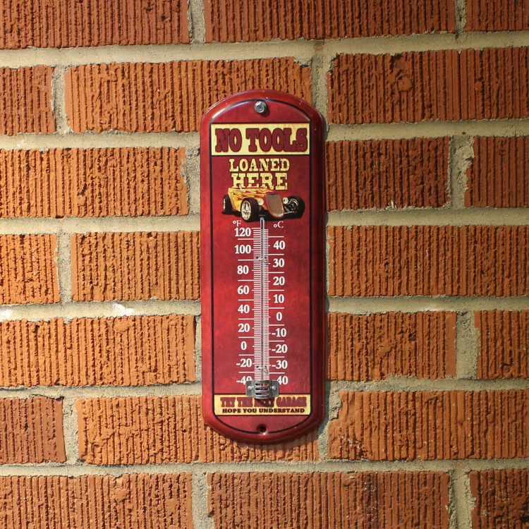 Retro Hotrod Metal Wall Mount Thermometer