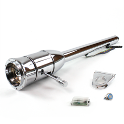 Tilt Column Chrome - Floor Shift 3.5" Drop 9 Hole Push Button BL  - Part Number: HEXCC2XXX0359PBL0