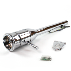 Tilt Column Chrome - Floor Shift 3.5" Drop 9 Hole Push Button  - Part Number: HEXCC2XXX0359PXX0