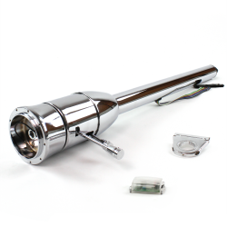 Tilt Column Chrome - Floor Shift 2.5" Drop 9 Hole Push Button  - Part Number: HEXCC2XXX0259PXX0