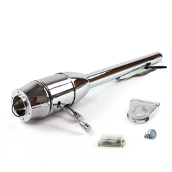 Tilt Column Chrome - Floor Shift 3.5" Drop 6 Hole Push Button BL  - Part Number: HEXCC2XXX0356PBL0