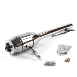 Tilt Column Chrome - Floor Shift 3.5" Drop 6 Hole Push Button RD  - Part Number: HEXCC2XXX0356PRD0