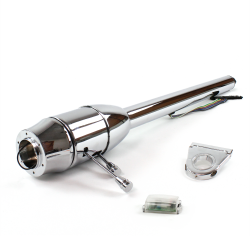 Tilt Column Chrome - Floor Shift 3.5" Drop 6 Hole Push Button  - Part Number: HEXCC2XXX0356PXX0