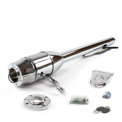 Tilt Column Chrome - Floor Shift FLR MNT 3.5" Drop 6 Hole Push Button BL w/ RFID - Part Number: HEXCC2XXX1356PBL1