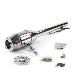 Tilt Column Chrome - Floor Shift FLR MNT 2.5" Drop 6 Hole Push Button BL w/ RFID - Part Number: HEXCC2XXX1256PBL1