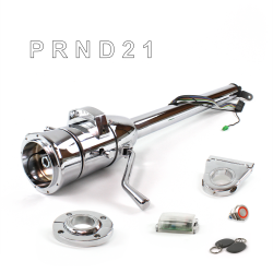 Tilt Column Chrome - Column Shift 3SPD FLR MNT 3.5" Drop 9 Hole Push Button RD w/ RFID - Part Number: HEXCC1XCS1359PRD1