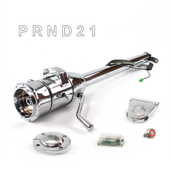 Tilt Column Chrome - Column Shift 3SPD FLR MNT 3.5" Drop 9 Hole Push Button RD  - Part Number: HEXCC1XCS1359PRD0