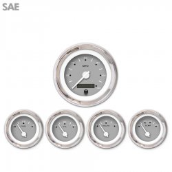 5 Ga. Set - SAE Pegged Grey, Wht Mod Needles, Chrome Trim Rings Style Kit DIY - Part Number: GAR253ZEXQABCD