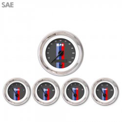 5 Ga. Set - SAE Vintage Autobahn Dark Grey, Black Mod Nedl, Chrom Trm Rngs~ Kit - Part Number: GAR263ZEXQABCC