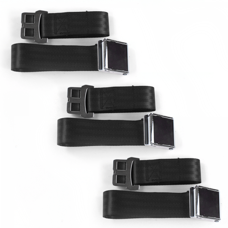 2pt Black Retractable Airplane Buckle Lap Seat Belt w/ Anchor Hardware Hot  rods