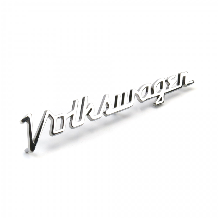 Volkswagen Chrome Metal Hood Script Emblem 15cm Vw Bug Bus Ghia Type