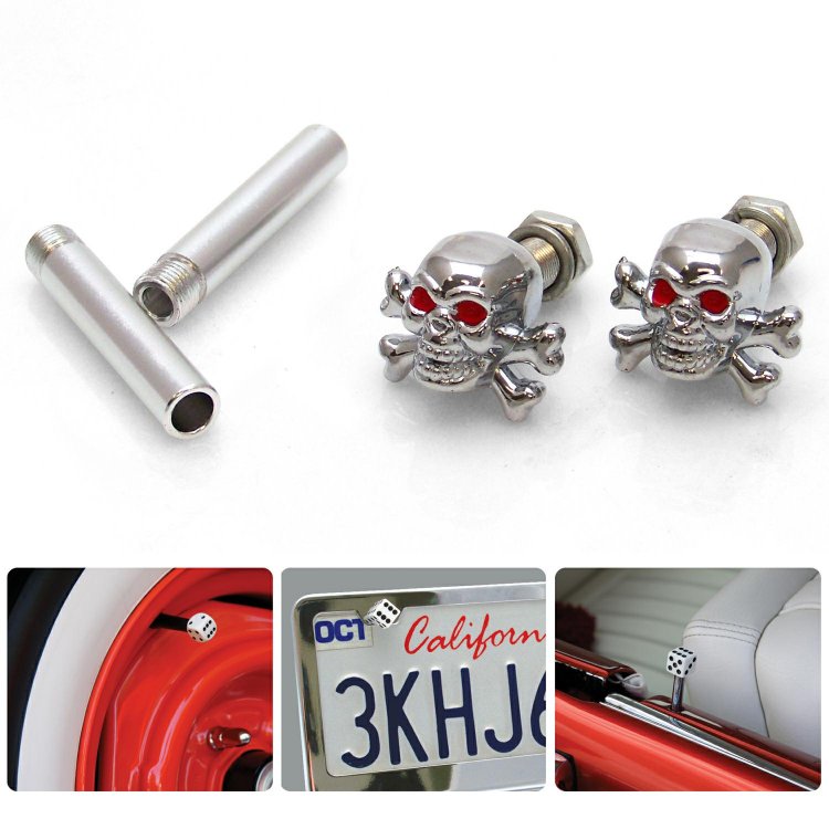 4 Chrome Red Bullet Interior Door Lock Knobs Pins for  Car-Truck-HotRod-Classic