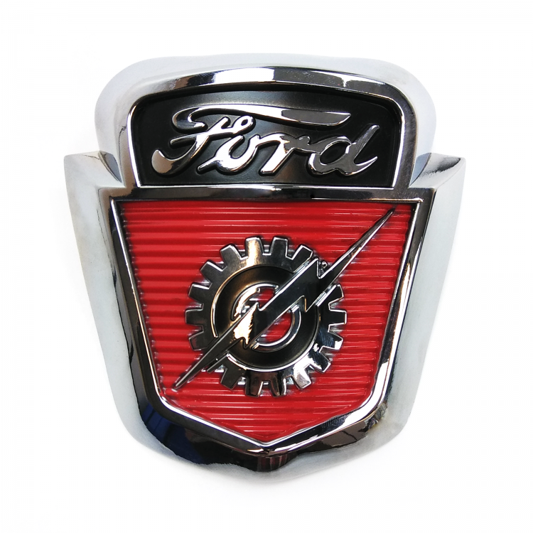 Ford Gear Lightning Bolt Shield Hood Ornament Emblem F