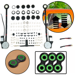 2 Door Universal Power Window Kit 3 Green LED Black Billet Retro Series Switches - Part Number: AUTPW46ABB223