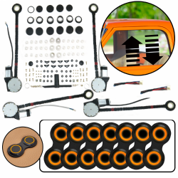 4 Door Universal Power Window Kit Orange Lighted Black Billet Aluminum Switch - Part Number: AUTPW46ABB247