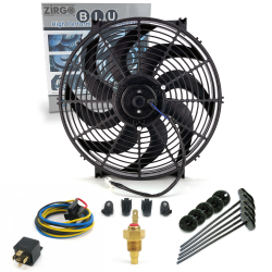 Zirgo Super Cool Pack 14" S Blade Fan - Complete Performance Cooling Kit 12V DC - Part Number: ZIRZFK114Y1