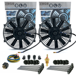 Zirgo Super Cool Pack 2 10" Performance Straight Blade Fan Temp Sensor Relay Kit - Part Number: ZIRZFK110N2