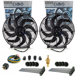 Zirgo Super Cool Pack Twin 14" S Blade Fans - Performance Cooling Kit 12V DC - Part Number: ZIRZFK114Y2