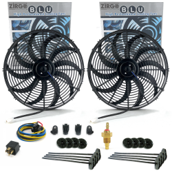 Zirgo Super Cool Pack Twin 16" S Blade Fans - Performance Cooling Kit 12V DC - Part Number: ZIRZFK116Y2