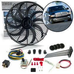 Zirgo High Performance Adjustable 16” Fan Cooling System Kit - Dodge Ram Trucks - Part Number: ZIRZFK15