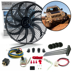 Zirgo High Performance Adjustable 16” Fan Cooling System Kit Jeep Liberty 12V DC - Part Number: ZIRZFK22