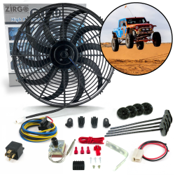 Zirgo High Performance Adjustable 16” Fan Cooling System Kit Jeep Wrangler 12V  - Part Number: ZIRZFK23