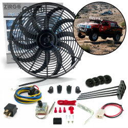 Zirgo High Performance Adjustable 16” Fan Cooling System Kit Hummer H2 12Volt DC - Part Number: ZIRZFK24